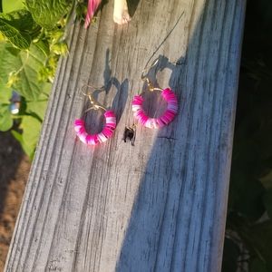 Purple & Pink Clay Bead Earrings